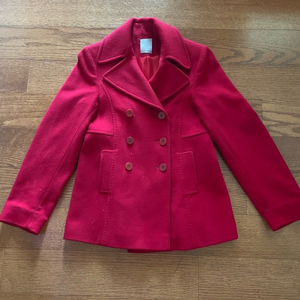 Fleurette Loro Piana Lambs Wool Red Double Breasted Peacoat 6 Quiet Luxury